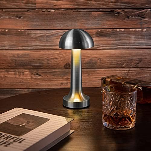 Lâmpada sem fio, lâmpada de cogumelos, lâmpada de mesa de LED portátil com toque diminuído, lâmpada de bateria recarregável