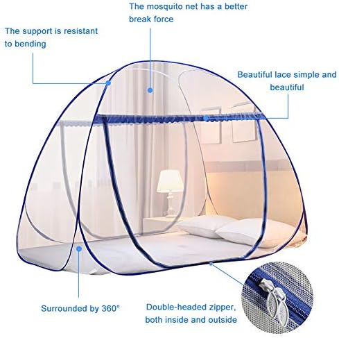 Tenda portátil de mosquito pop-up para a cama para adultos de bebê, l79 x w71 x h59 polegada grande redes de mosquito dobrável com