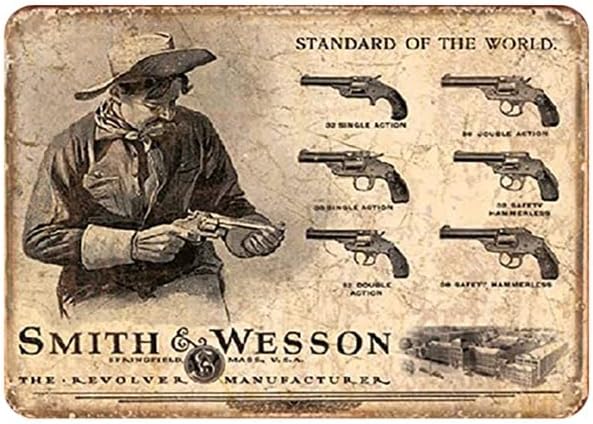 Smith & Wesson Revolver Fabricante Vintage Retro Metal Tin Sign Placa Placa Decoração de parede Decoração Arte Presente