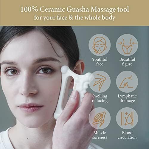 TERATEMS CERAMIC GUA SHA Ferramenta de massagem, massageador de face e corpo de Guasha, dispositivo de cuidados com a pele
