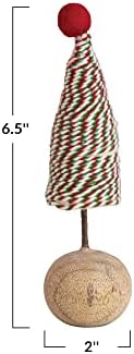 Cooperativa criativa 2 Round x 6-1/2 H Árvore de feltro de lã artesanal com Pom Pom & Wood Ball Base, Multi Color