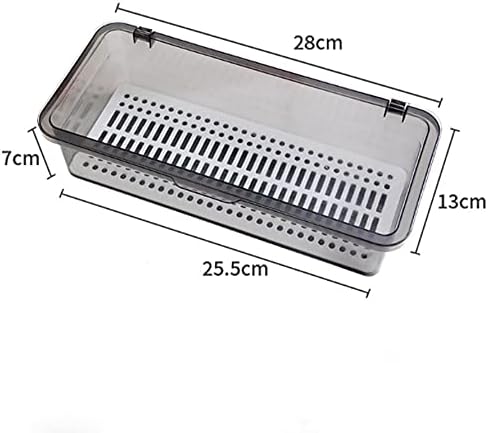 Caixa de armazenamento da gaveta de cozinha HGGDKDG com tampa e tubo de drenagem Bandeja de talheres de cozinha plástico e caixa de armazenamento de talheres