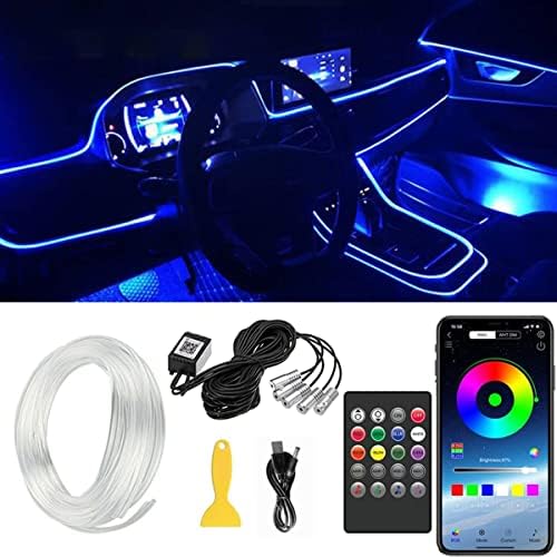 Luzes de tira interior de LED de carro, tekshinny USB CAR LED TRILHA APP E CONTROLE REMOTO, RGB 5 EM 1 kits de iluminação ambiental