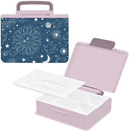 Alaza Moon Sun Stars Starry Bento Lanch Box sem vazamentos de BPA, recipientes de almoço à prova de vazamentos com garfo e colher, 1 peça