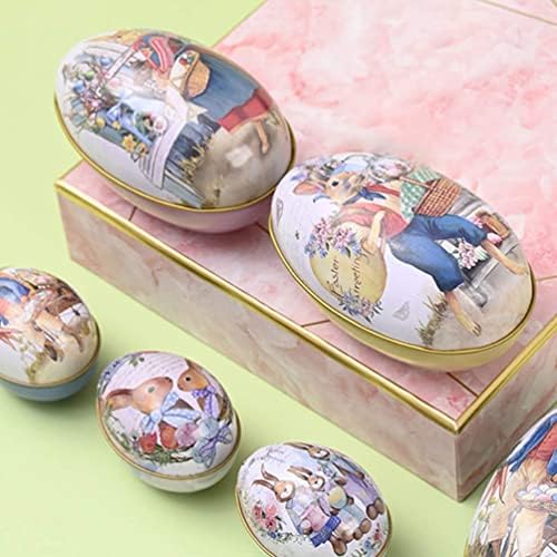 2023 Vassed Painted Painted Easter Tin Box Box Páscoa Coelhinho Completo de Metal Filler Metal Cabelo Easter Recipiente