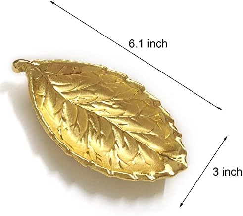 MUBRIL Pequeno prato de bugiganga de metal de metal bandeja de jóias de ouro Prisão de bugiganga de anel de folha, bandeja de