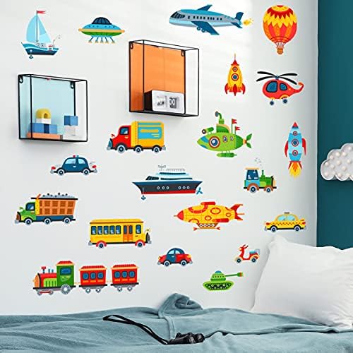 Veículos de transporte Decalques de parede para crianças SpaceCraft Airplane Starters Boy Room Rarroom Baby Nursery
