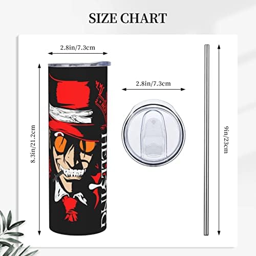 UOGEEP Anime Hellsing Aço inoxidável caneca de café com tampas e palhadas canecas de vácuo de parede dupla Viagem Copo 20oz