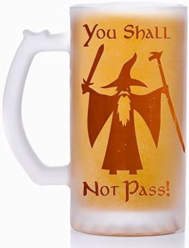 Você não passará a Gandalf Cervent Creer Glass Glast Sandblast Beer Stein Gift Rings Presente de caneca para homens Presente para ele