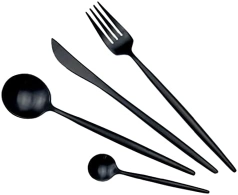 24pcs 18/10 European Black Aço inoxidável conjunto de utensílios de aço de luxo faca faca faca conjunto de talheres de talheres de talheres para 6