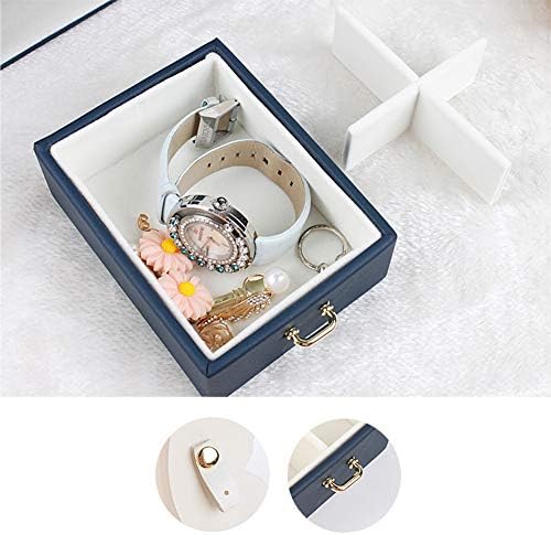 Caixa de jóias multicamadas para meninas, portátil de jóias de pequenas viagens com gaveta de rotação automática para colares BRACELES Brincos anéis bege 22x11.5x11.5cm