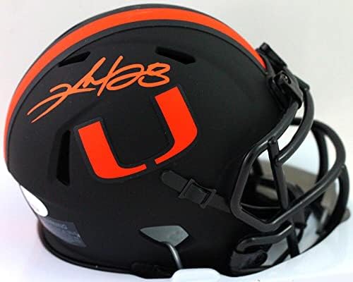 Clinton Portis autografou Miami Hurricanes Eclipse Mini Capacete - JSA W *Orange - Mini capacetes da faculdade autografados