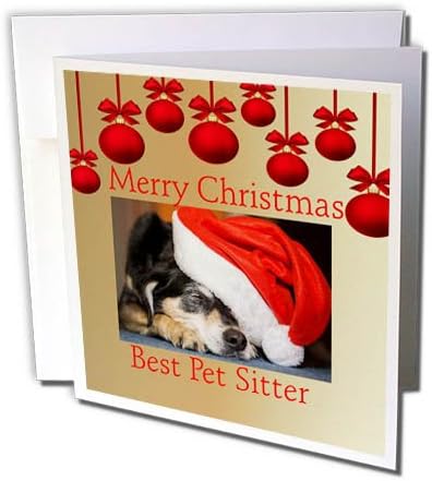 Imagem 3drose de Feliz Natal Melhor Sitter de animais de estimação com ornamentos - cartão de felicitações, 6 por 6 polegadas