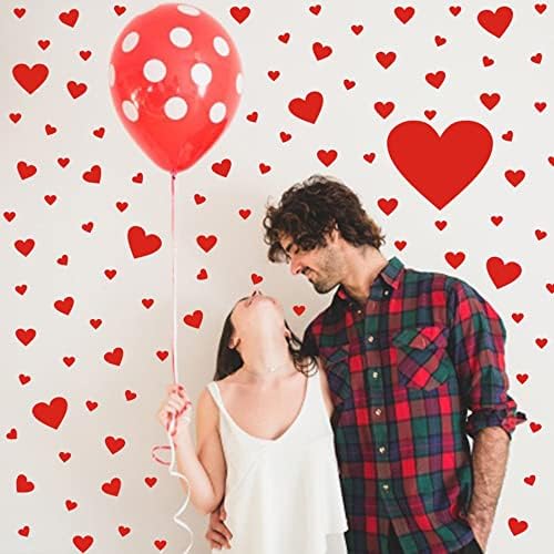 Adesivos de parede de padrão de coração vermelho para decalques de decoração de aniversário de aniversário do dia dos namorados,