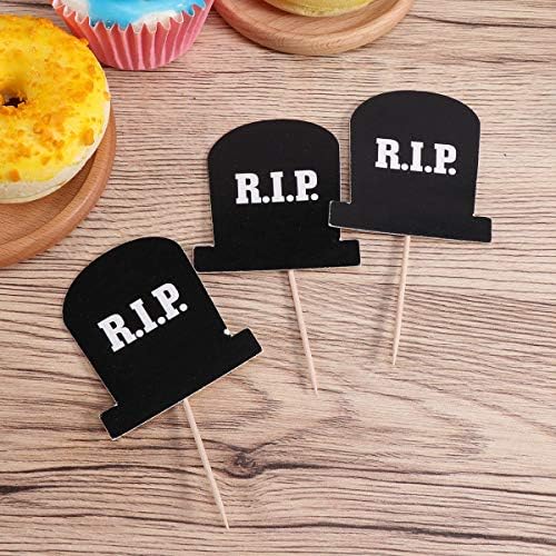 Abaodam Cupcakes 20pcs Halloween Cemitério Rip Rip Toothike Decoration for Party Cupcake