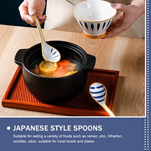 Luxshiny 3pcs Sopa Ceramic Sop colher, colher de porcelana japonesa de macarrão Asia Conjunto para mingau de macarrão de