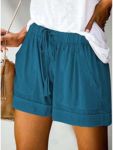Shorts confortáveis ​​femininos casuais calças de calças curtas de cordão de cordão