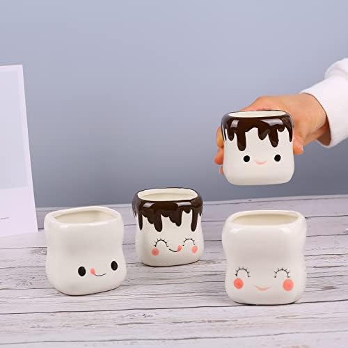 Sunormi 4pcs cerâmica Cute Marshmallow Canecas Hot Chocolate Coffee Cups Define