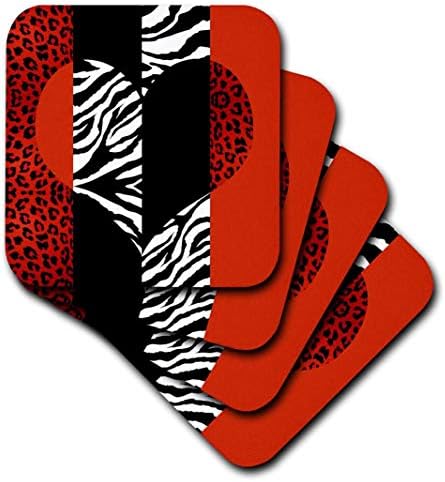 3drose cst_35439_2 vermelho, preto, laranja e branca estampa de animal leopardo e zebra montanhas -russas macias,