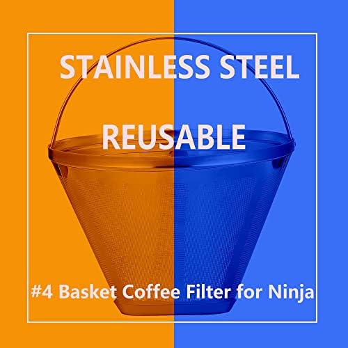 MJULY REUSIÁVEL #4 Filtros de café Cone para Ninja Dual Brew Pro Cafeters, compatível com Ninja CFP301 CFP201,8-12 CSHA