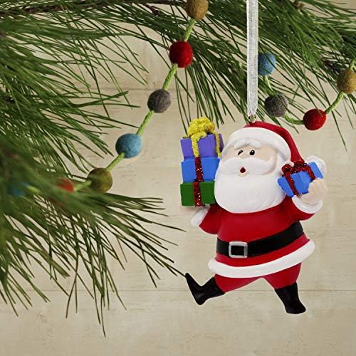 Hallmark Christmas Orninents, Rudolph, a rena de nariz vermelho, Papai Noel com Presents Ornament