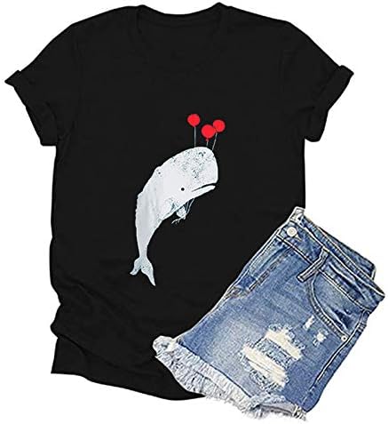 Camas de baleia soltas de mulher de verão camisa de camisetas de manga curta de verão Bloups