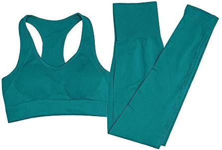 Roupas de ioga de JetJoy para mulheres Conjunto de 2 peças, treino de altas cintura de perneiras esportivas e roupas de ginástica