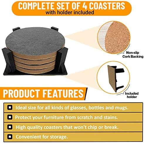 Coastersasters Coasters para mesa de café, conjuntos de montanha -russa absorventes de 4, montanha -russa de cerâmica em estilo