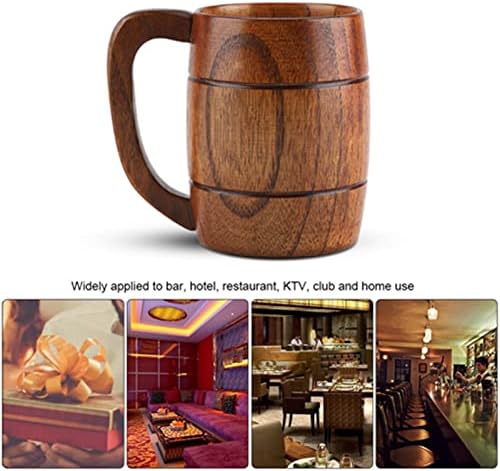Canecas de cerveja de madeira de Ankroyu, artesanato natural retrô de grande capacidade de chá de chá de café vinho clássico