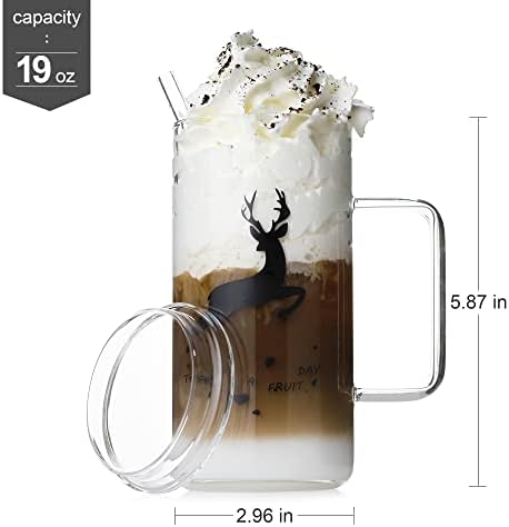 Luxu Premium grande de bebida com tampa de 19 oz, canecas de café com simplicidade moderna, boca larga de bebida quente ou fria canecas-big com alça confortável para limpeza de casa e escritório