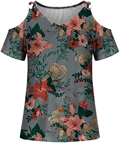 Ombros frios para mulheres, tops de verão para mulheres 2023 Tops da moda T camisetas Florais Tees Floral