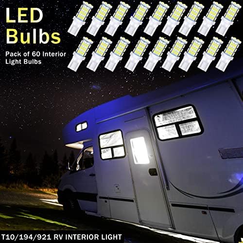 Tallew 60 PCs 194 LED BULB T10 921 168 42-SMD Backup de carro reverso de 12 volts Luzes de lâmpadas de trailer de lâmpadas Bright