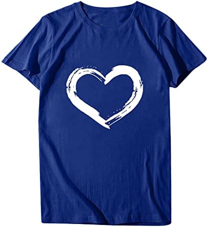 Camiseta casual feminina corações fofos corações estamadas blusas de pisca de manga curta de manga curta 2023 camisas de verão