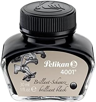 Pelikan 4001 tinta engarrafada para canetas -tinteiros, preto brilhante, 30 ml, 1 cada