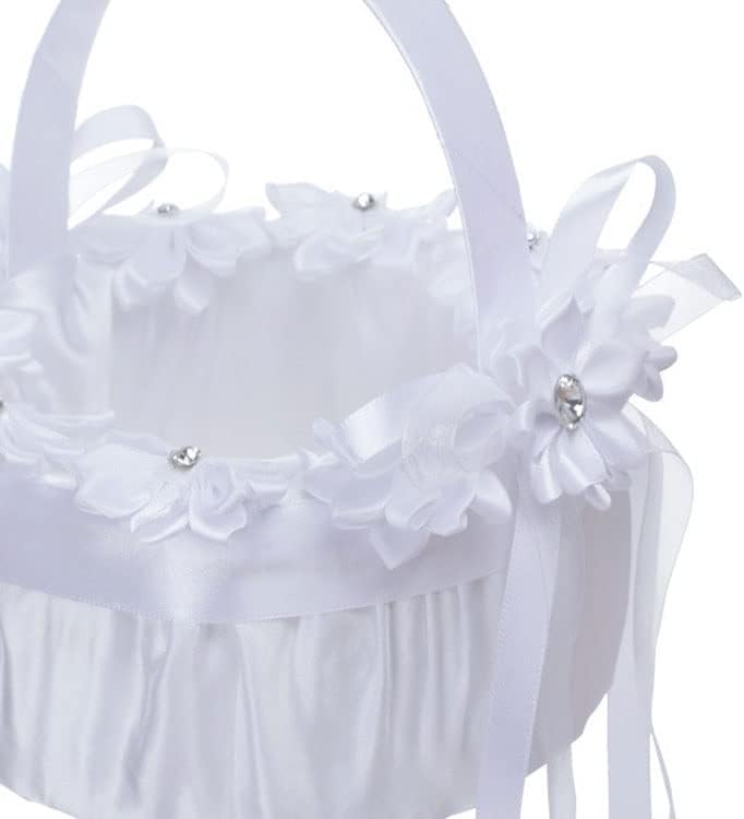 Ylyajy cesto de flor de casamento branco cesto de cesta de flores de flor pequena cesta de flor de flor de flor de flor de mão handes cesta de flores