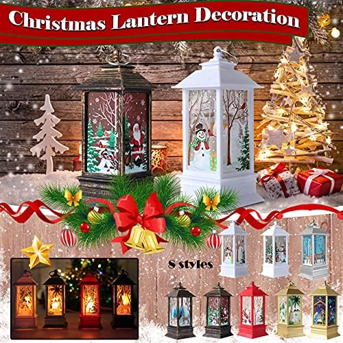 Lanternas de vela de Natal Lanternas de vela ao ar livre vintage decoradas com lanternas de desktop de decoração de Natal LED lanternas