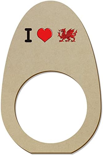 Azeeda 5 x 'eu amo os anéis de guardanapo de madeira de Gales