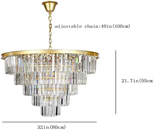 Lustre de cristal de luxo aficat ， lustres modernos iluminação 18 luminárias de pingente de cristal de 5 camadas leves para sala de