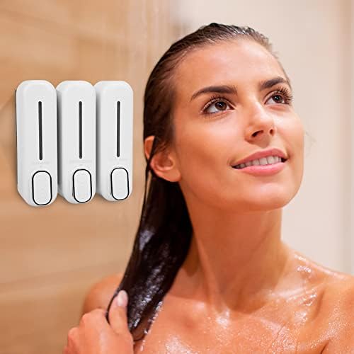 Distribuidor de shampoo inteligente para hacks para parede de chuveiro, shampoo e dispensador de condicionador, dispensador de shampoo de chuveiro 3 câmara, 3x11,8 fl oz