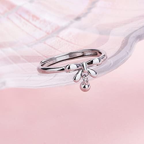 Izpack moda bow bow nó empilhando anel aberto bola minúscula bola ajustável declaração knuckle cauda faixa de casamento promessa de casamento fofo jóias presentes para mulheres meninas adolescentes filha