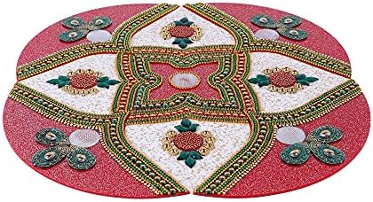 Itiha White Diamond Rangoli Decoração indiana para decoração de parede, piso e mesa para Natal e Diwali - 9 peças