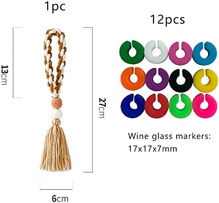 Mingqing Silicone Wine Glass Charms Tags com mamadeira com borlas com mamadeira, conjunto de 13 rosa