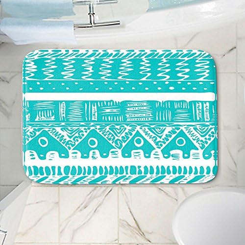 Dianoche projeta banho de espuma de memória ou tapetes de cozinha por saturação orgânica - boho azul asteca, grande 36 x 24 em