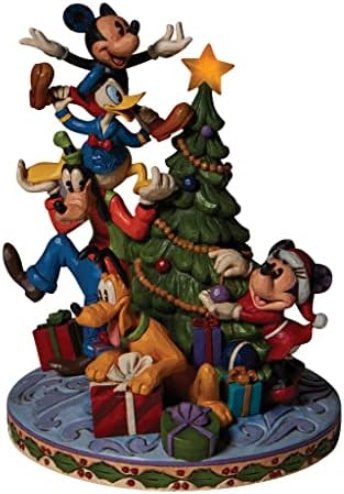 Tradições da Enesco Disney por Jim Shore The Fab Five Decoratando a estatueta acesa da árvore de Natal, 8,26 polegadas,