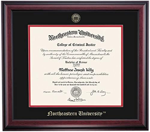 OCM Diplomadisplay Frame para o nordeste da Universidade Nu Huskies | Certificados de diploma 11 x 14 | Mat preto/cereja | Casa e escritório | Presente de graduação