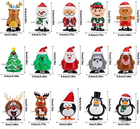 EEOCWF 15pcs de Natal Tornizações para crianças, estoque de meias de Natal, árvore de Natal Papai Noel Toys Clockwork Toys, Aulas