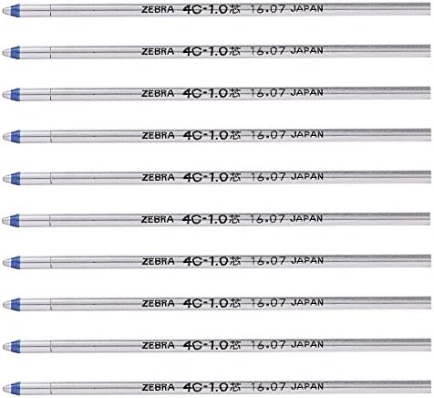 Zebra B-R4C10-Bl Refil de caneta à base de petróleo Sharbo, 4C-1.0, azul, 10 peças