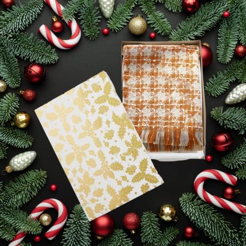 Uniqooo 12pcs Caixas de camisa de Natal de ouro metálico de ouro, árvore de natal, floco de neve, quebra -nozes, visco, caixas de presente de Santa com tampa, para roupas de embalagem de presentes para férias de férias 14,5x9.5x2 polegadas