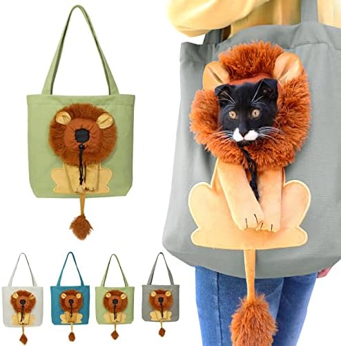 Bolsa de transporte de ombro de lona para animais de estimação, portador de gato de bolsa de ombro de lona de animais de leão, gatos