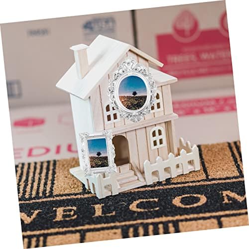 PretyZoom 12pcs Mini quadros Old Diy Miniatura Home Home Poster rústico Poster texturizado Oval Oval Jóias Adeços